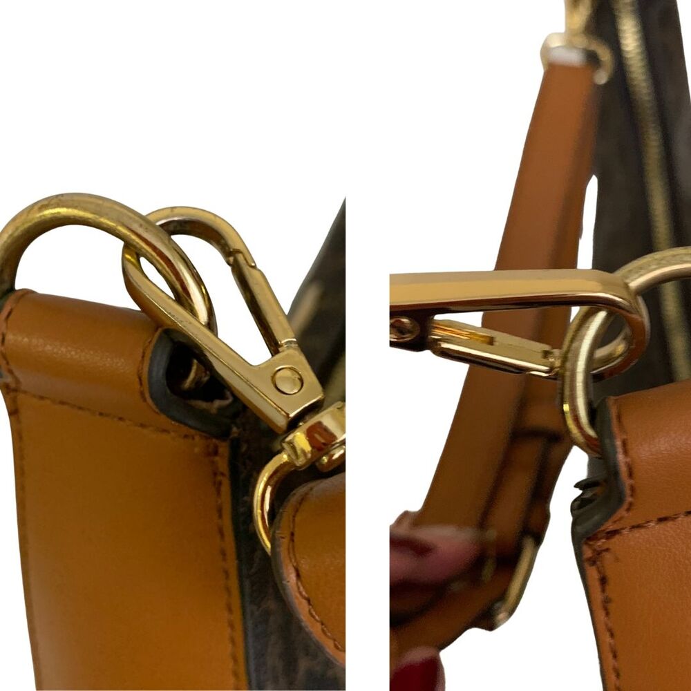 Nanette Lepore Brown and Tan Monogram Hobo Shoulder Bag Small - Picture 10 of 12